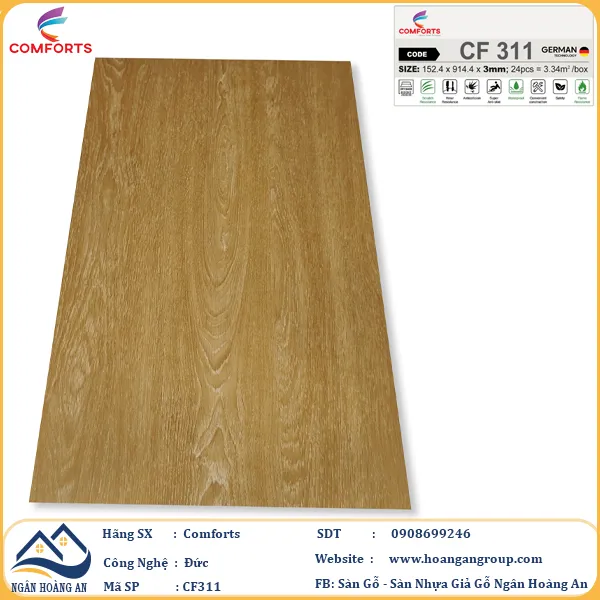 Sàn Nhựa Dán Keo Giả Vân Gỗ Comforts 3mm CF311